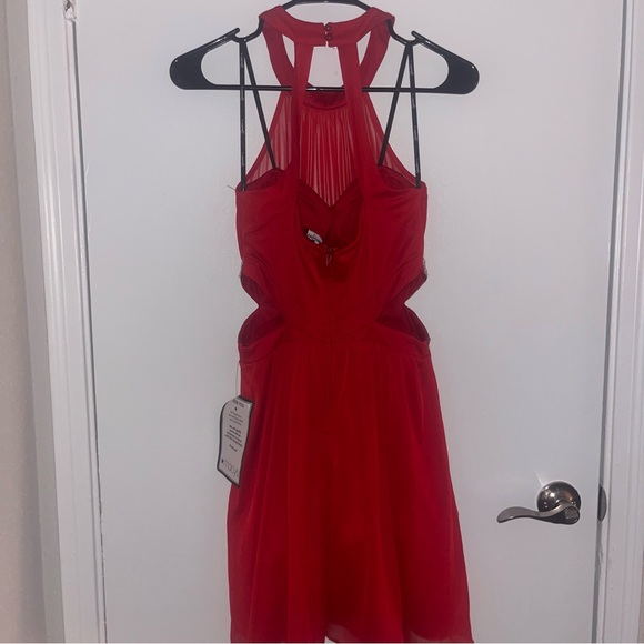 NWT Speechless Red Halter Fit & Flare Dress, Embellished Pearl Detail & Cutouts - Picture 3 of 5